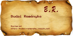 Budai Reményke névjegykártya